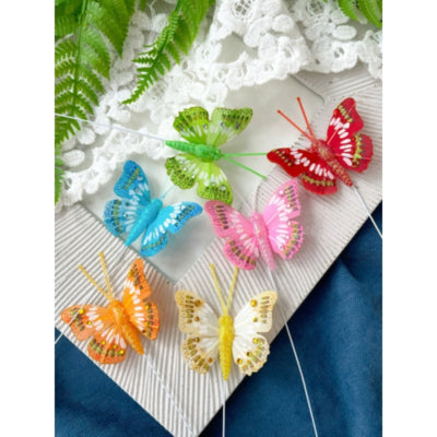 Deko Schmetterling auf Draht 6 cm 4er Set | 50 Stück