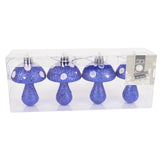 Weihnachtsanhänger Pilz Glitzer Blau 7 cm 4er Set | 24 Stück