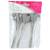 Miss France Ballonbinder Schmetterling mit Glitzer silberfarben 13 cm 36 Stück | 24 Stück