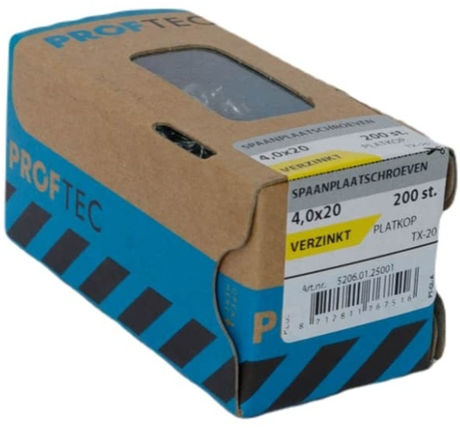 Proftec Spanplattenschraube. vz pk +Kreuzung tx-20 (+Bit) 4,0x20