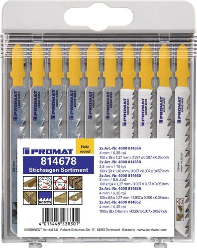 Promat tecwerk Stichsägen-Sortiment | 10-teilig für Holz - 4000814678