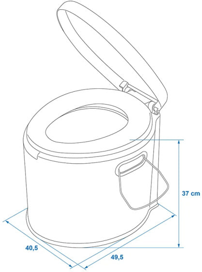Proplus tragbare Toilette 7 Liter Sitzhöhe 37 cm grau