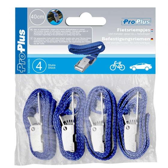 Proplus Fahrradgurte mit Metallschnalle 40 cm blau 4 Teile