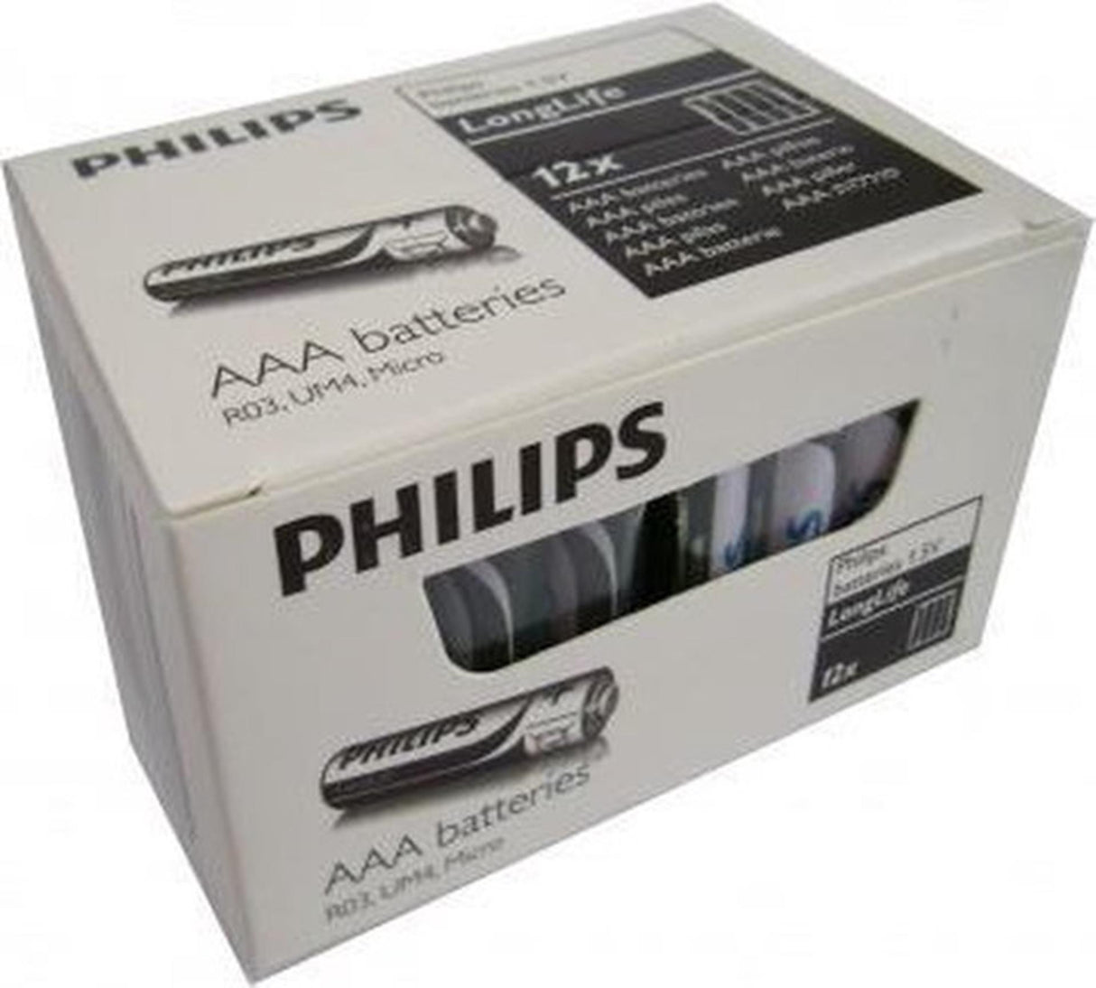 Philips-Batterien Longlife AAA R03, Schachtel mit 12 Blisterpackungen à 4 Stück