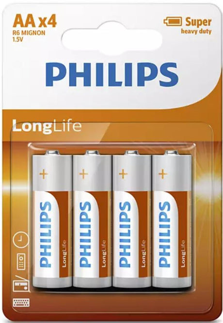 Philips Batterien Longlife AA R6, Box mit 12 Blisterpackungen à 4 Stück