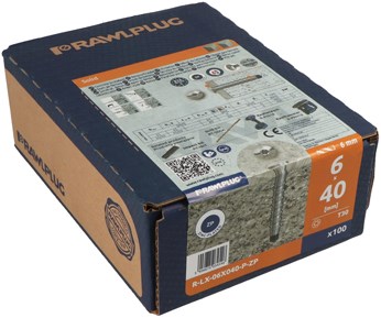 Rawl-Betonschraube 7,5 | 6 Stück x40 vz ck torx tx30 | 100 Stück - r33-r-lx-06x040-p-zp