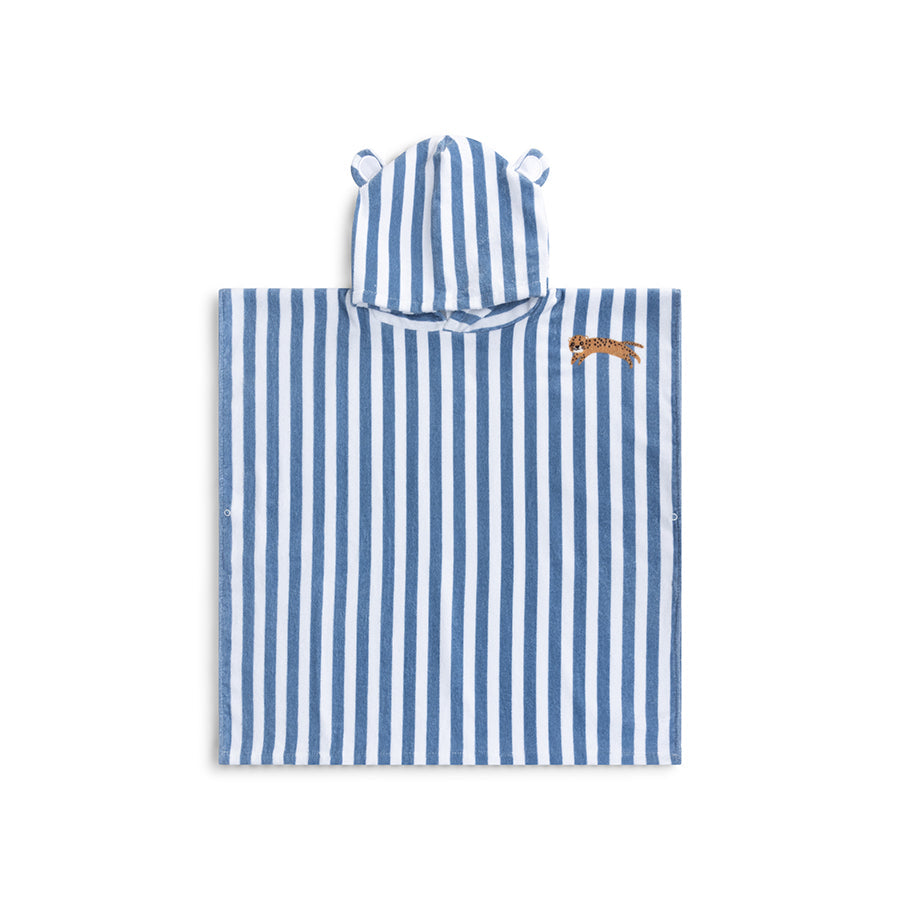 Wanderer | Blauer Strandponcho aus Baumwolle, 65 x 65 cm