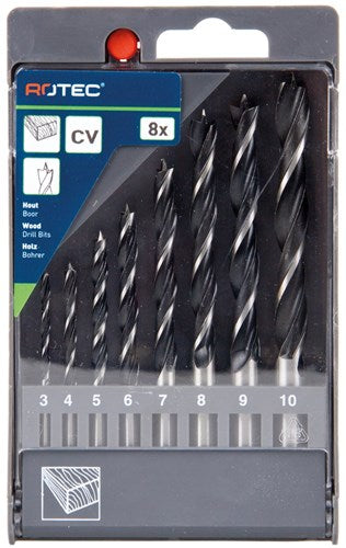 Rotec 8 Stk. Maschinen-Holzbohrer-Set 3,0-10,0 mm - 9001051 - 900.1051