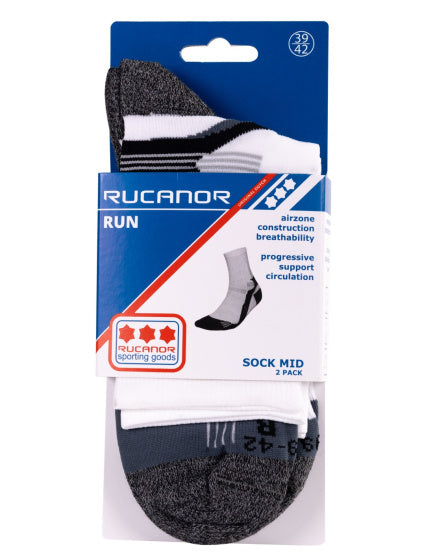 Rucanor Running Socken lang 2-Pack weiß grau Größe 43-46