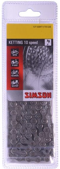 Simson Ketting Derailleur 10-Bicycle chain 10-speed, Anti-rust coating, 116 links, 1 2 x5 64