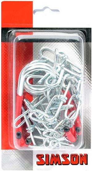 Suspension chains with hooks red silver 2 pieces