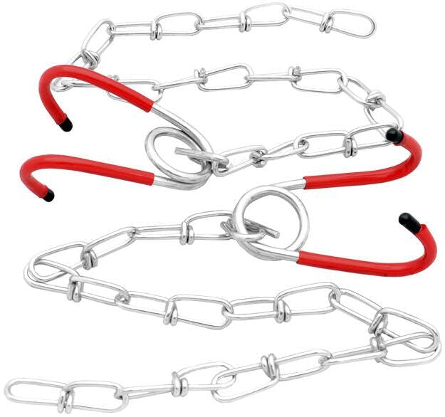 Suspension chains with hooks red silver 2 pieces