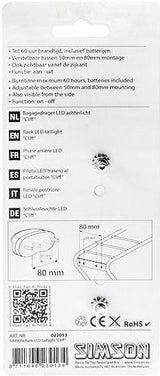 Simson Battery Bagage Rack Baglys Cliff 1 LED ON ELLER