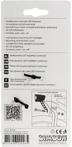 Simson Front Fork Heklamp Black Lubin Hub Dynamo op der Kaart