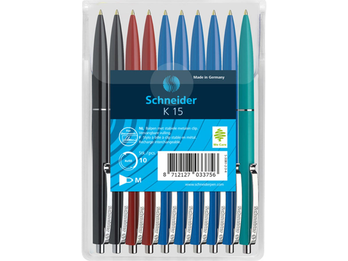 Schneider S-3081-2-3-4 Kugelschreiber K15 10s farbig sortiert in Header-Tasche