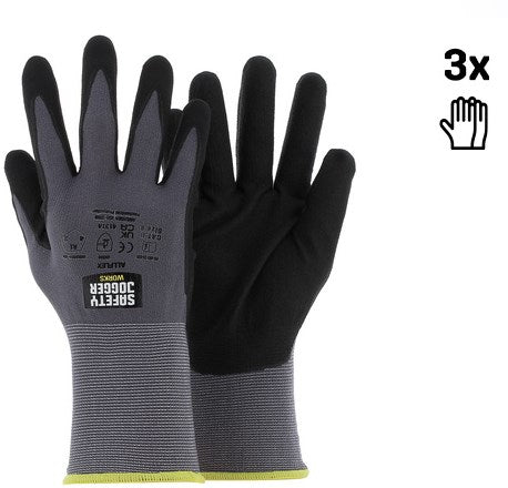 Ty sichere Jogger-Schutzhandschuhe mit maximaler Fingerfertigkeit | 3 Stück | schwarz | Größe 9 - sw0306009