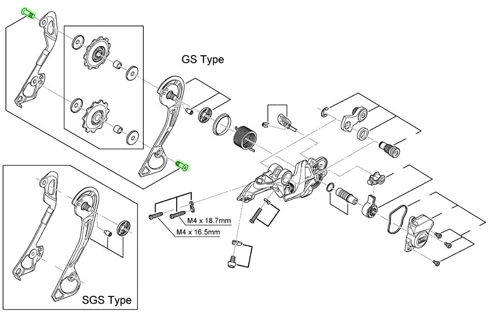 Shimano Führungsrollenschrauben für rd-m615 m7000 m7100