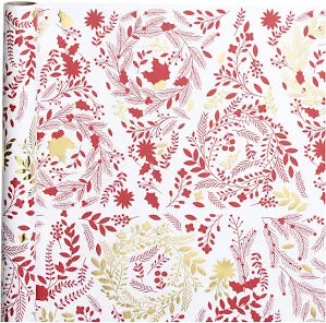 Creativ Company Geschenkpapier, Weihnachtsbäume, B: 50 cm, 80 gr, Gold, Rot, Weiß, 3 m 1 Rolle