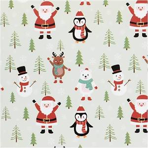 Creativ Company Geschenkpapier, Weihnachtsmann, Schneemann, Rentier, Eisbär und Pinguin, B: 50 cm, 80 gr, Eisblau, 5 m 1 Rolle