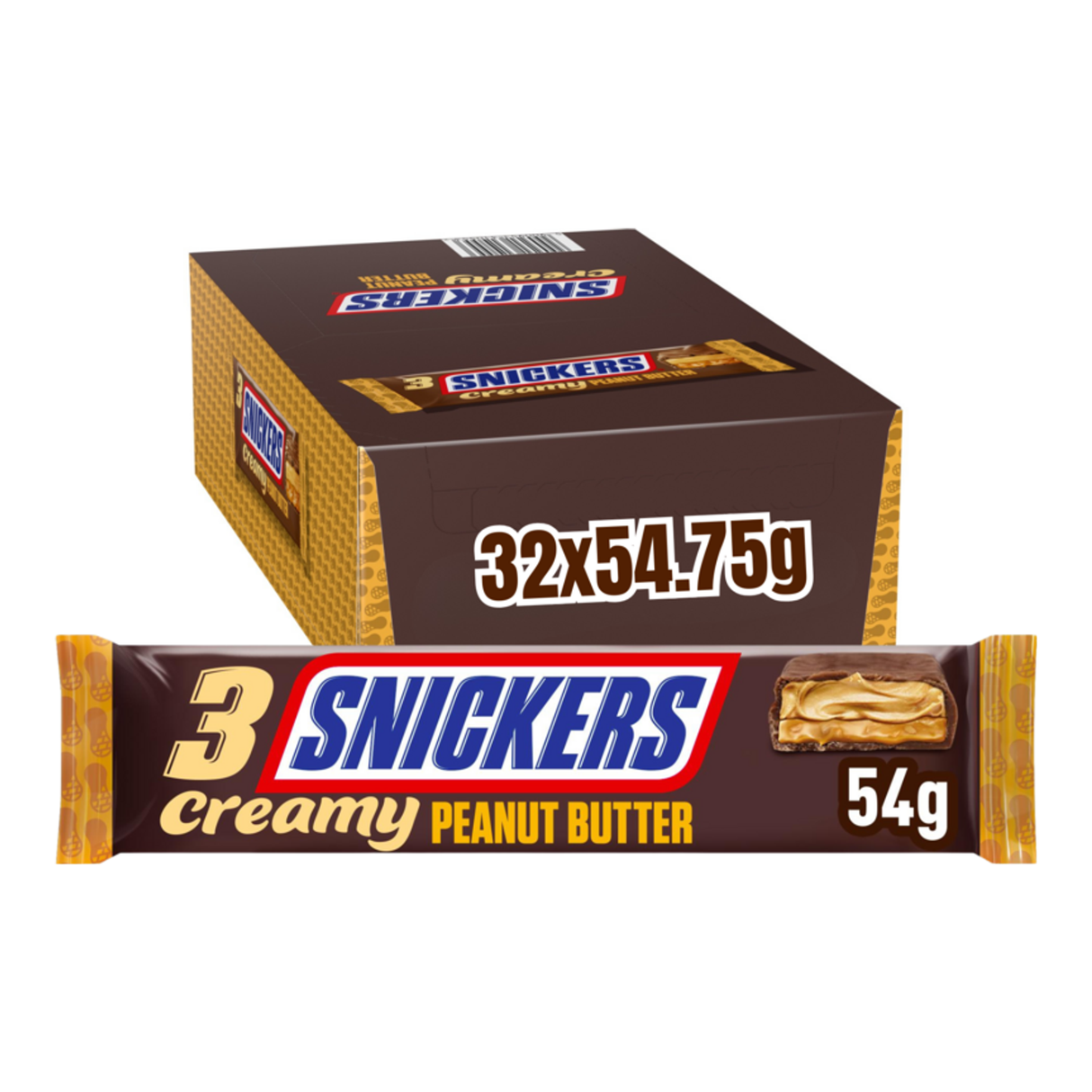 Snickers cremige Erdnussbutter 3er-Pack (32x 54,75gr)