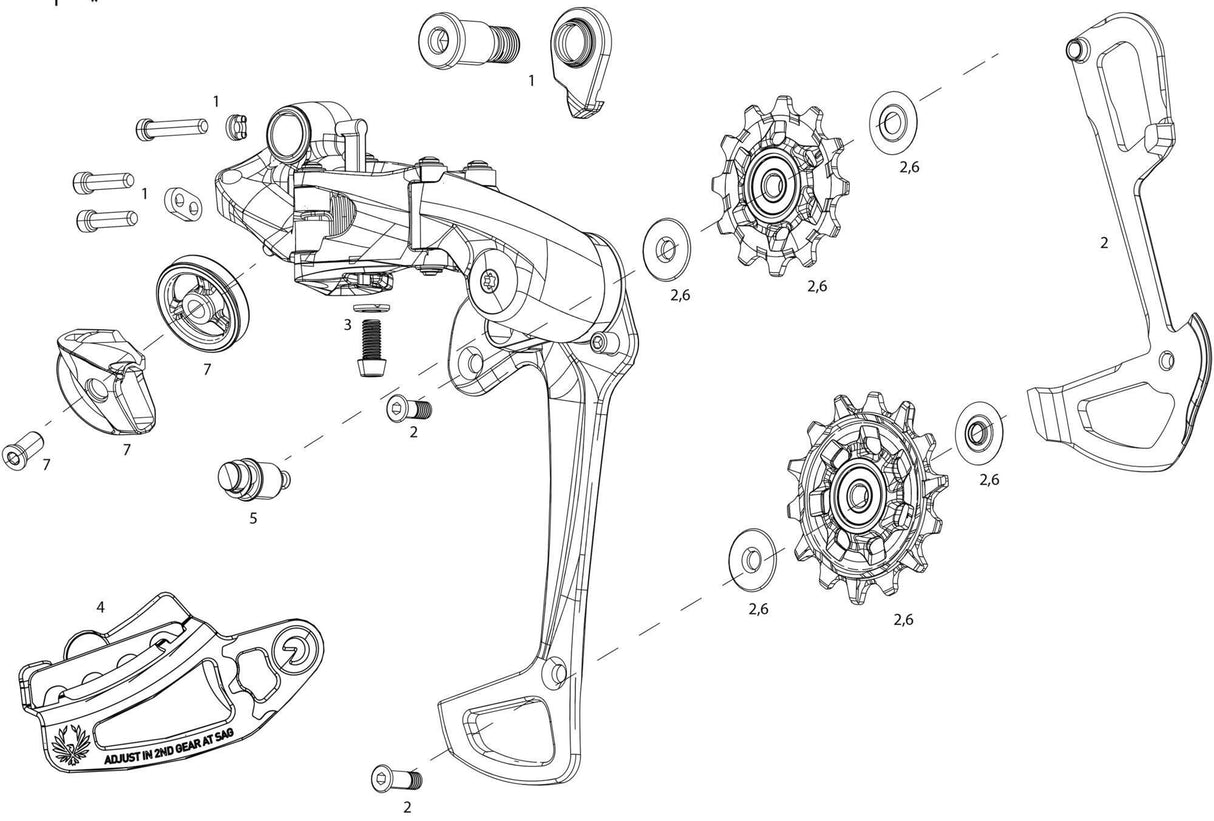 Sram Schaltwerk xx1 Eagle Schaltwerk. xx1 Eagle 52t Mondgrau