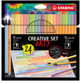 Stabilo Kreativset – Stift 68 Punkt 88 Pastell – Arty – Kombi-Federmäppchen 24-teilig