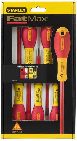 Stanley Handwerkzeuge 6-teiliges Fatmax-Schraubendreher-Set VDE PH – Parallel Phillips – 0-65-441