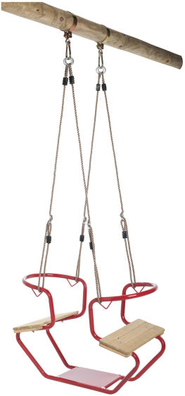 Schwingendes Duo Swing 92 x 44 x 53 cm Stahlholz Rot natürlich