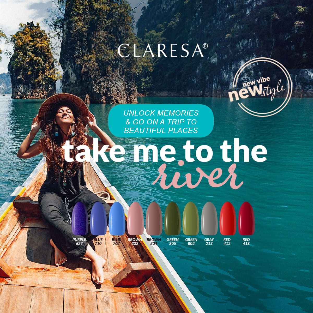 Claresa UV-LED-Gel-Nagellack, 5 ml, Grün, 805 „Take Me to the River“.