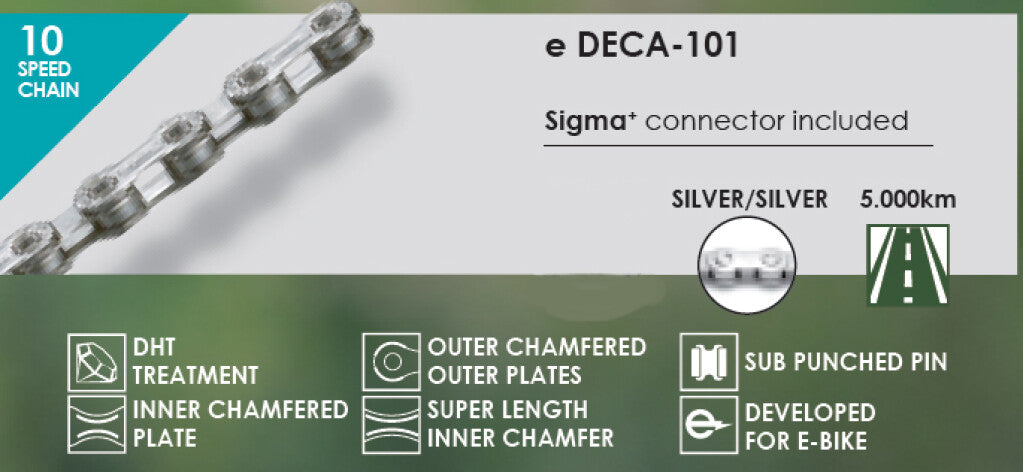 Taya Kette Deca-101 1 2x5 64x136 E-Bike, 10 Gang, Silber