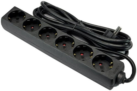 Enzo tcd ra 6-voudig 1,5m snoer zwart - 6672630