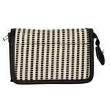 Traveller Spiegeltasche Streifen Schwarz Creme 16,5x11cm