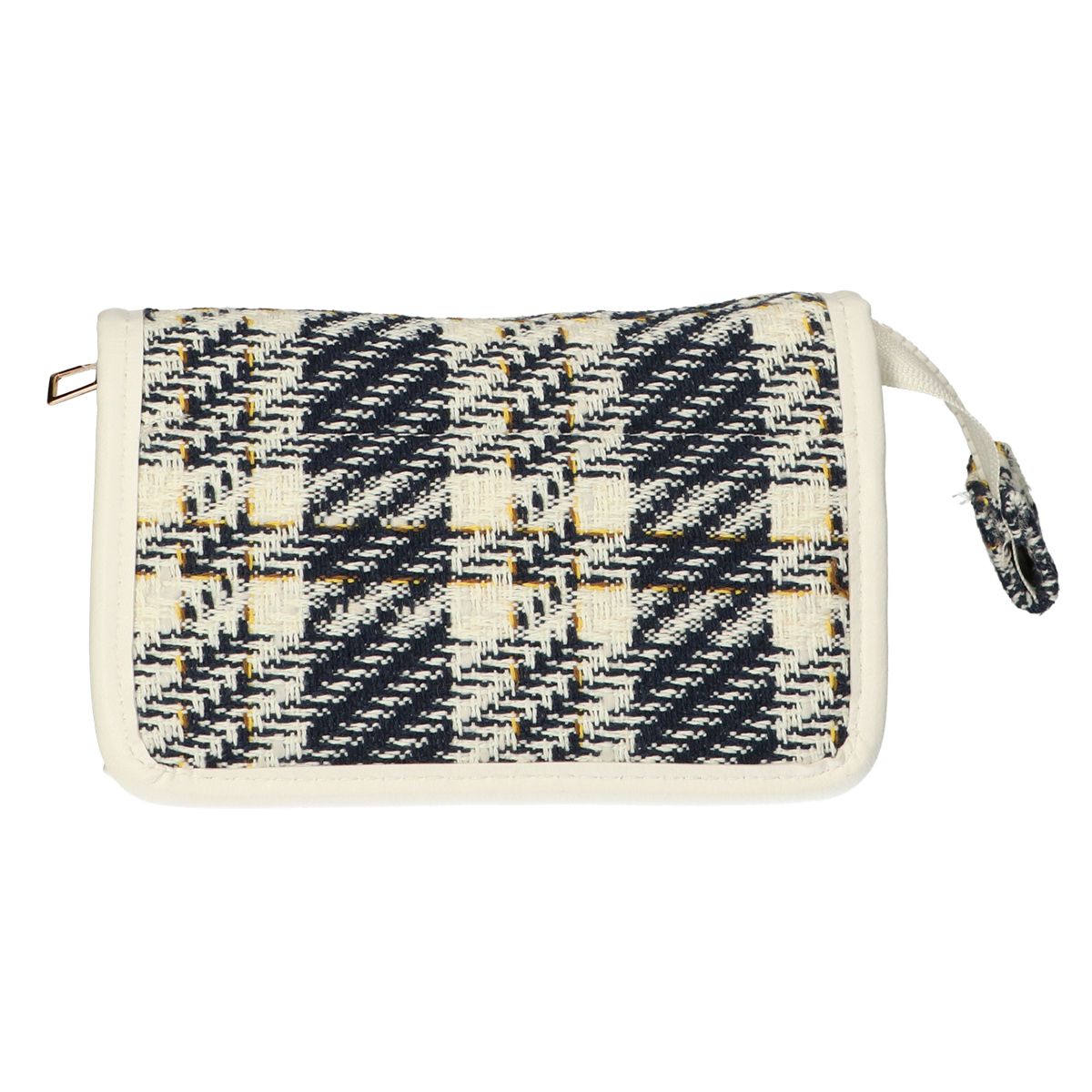Reisespiegeltasche mit Tweed-Karomuster, 16,5 x 11 cm