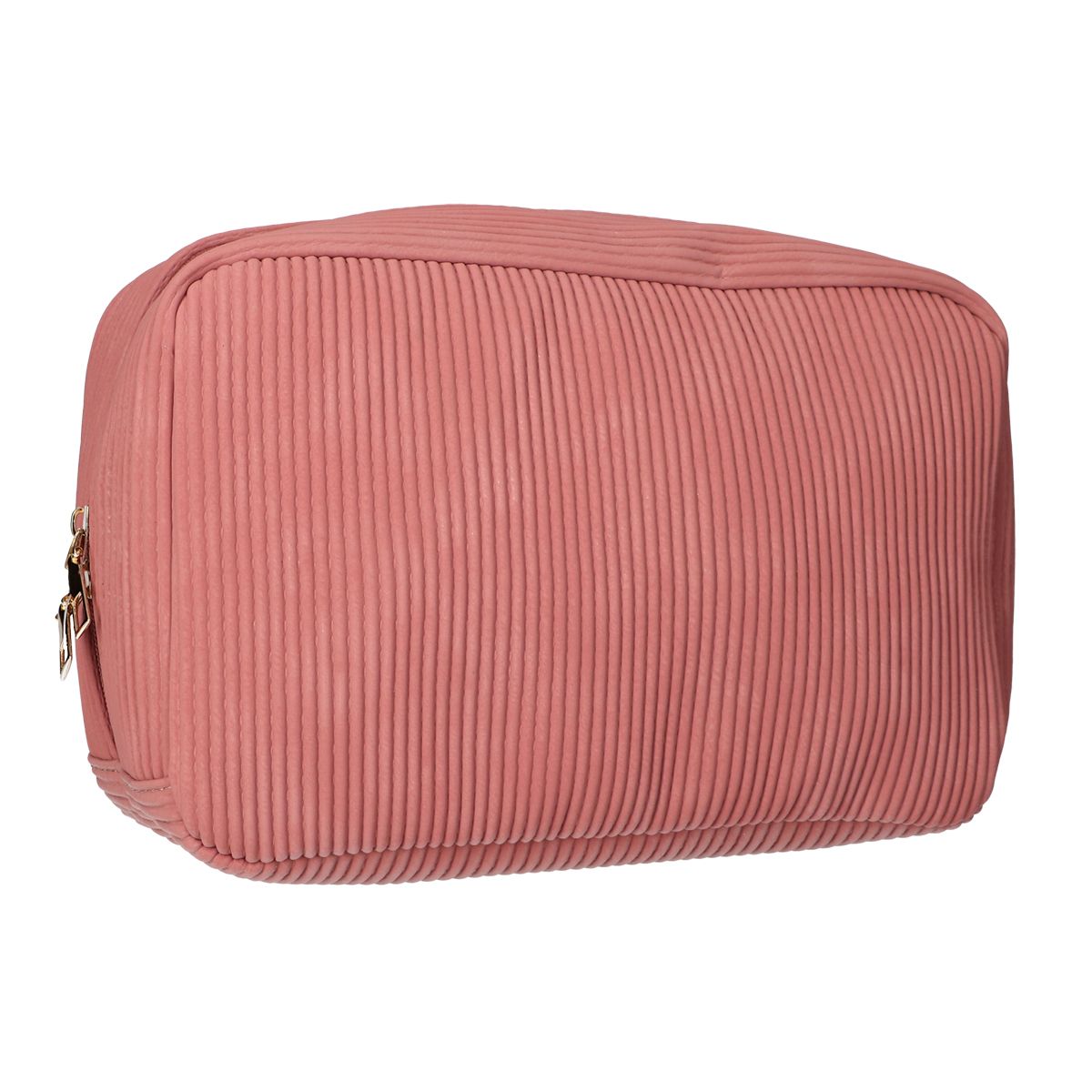 Reise-Kulturbeutel aus wasserfestem Rippenstoff in Rosa, 28 x 17 cm