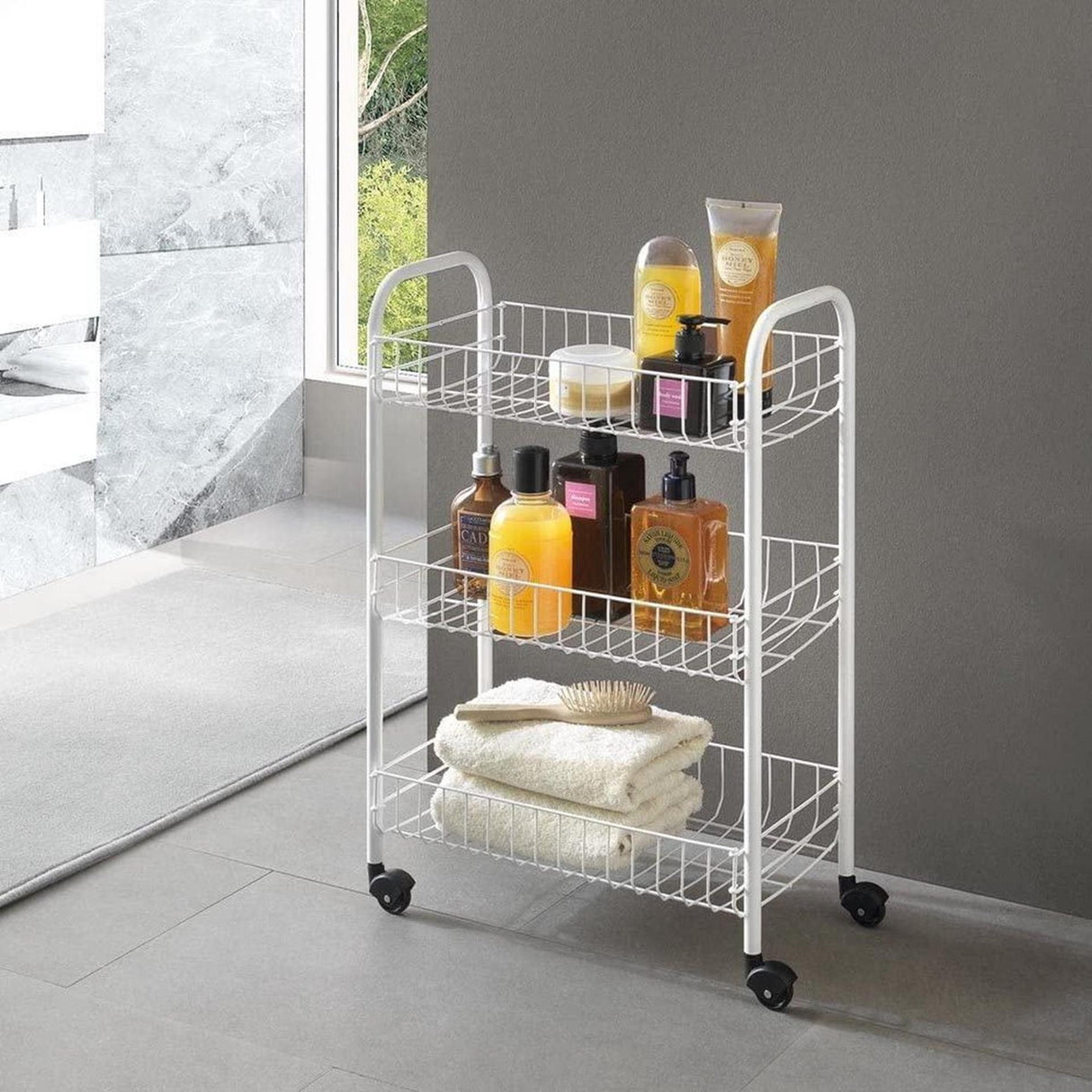 Tomado-Metaltex Siena Küchenwagen mit Rollen 41x23x63 cm Silber