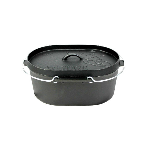 Valhal Dutch Ofen Fritting Pan Gusseisen mit Deckel oval 9 l