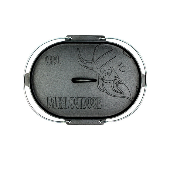Valhal Dutch Ofen Fritting Pan Gusseisen mit Deckel oval 9 l