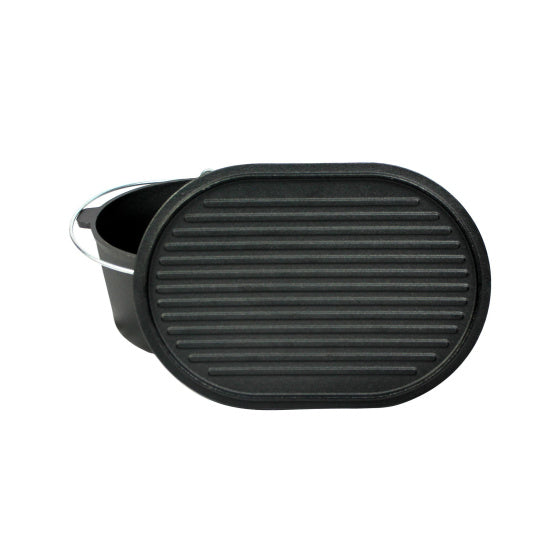 Valhal Dutch Ofen Fritting Pan Gusseisen mit Deckel oval 9 l