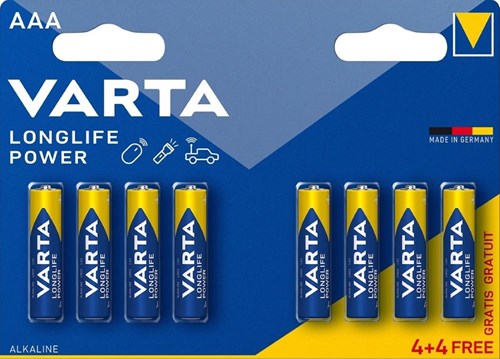 Varta Batterie AAA 4+4 Alkaline Longlife Power | 20 Stück