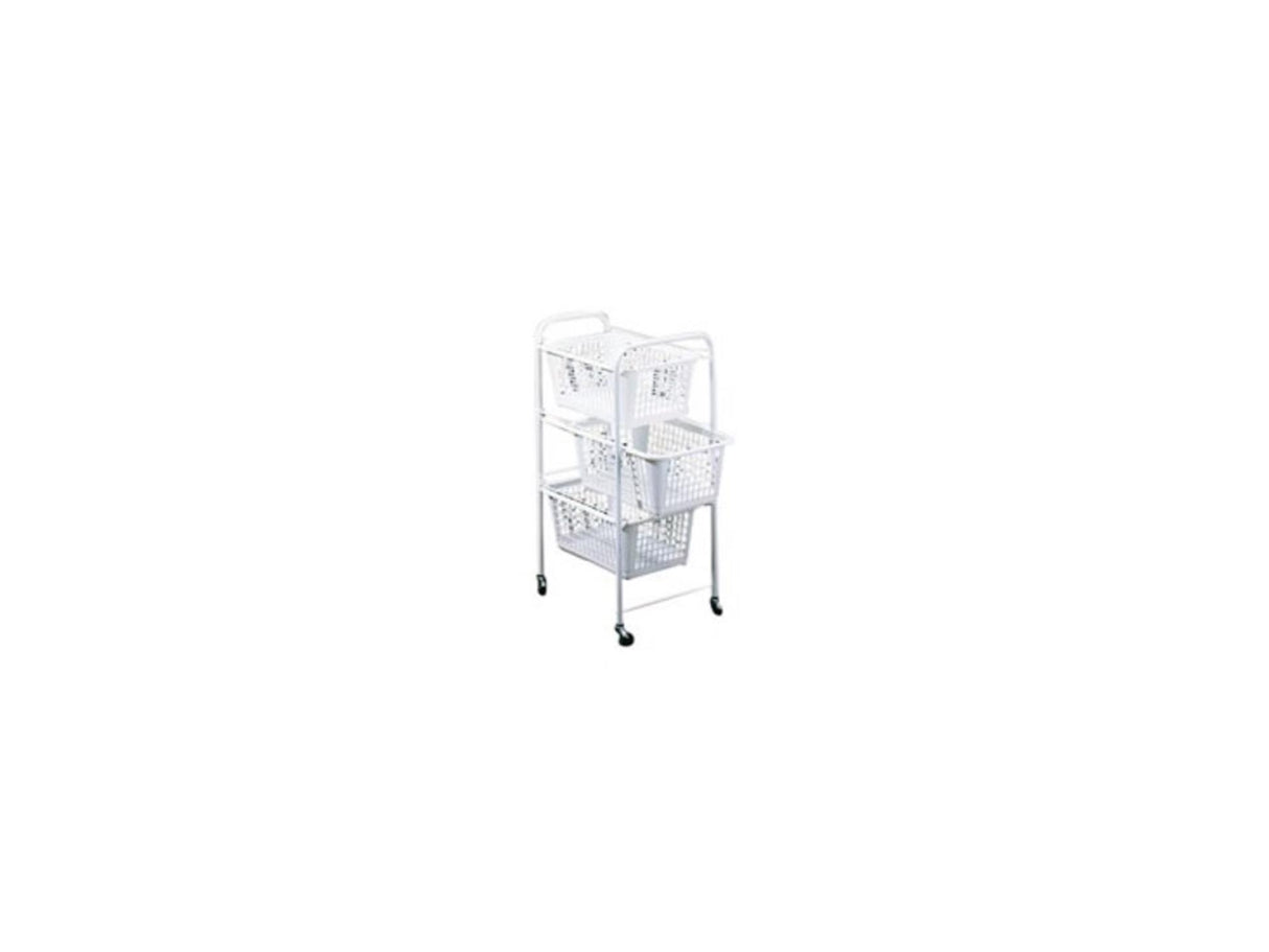 Metaltex Lagerregal mit Rädern + 3 Körbe 30x38x68 cm weiß