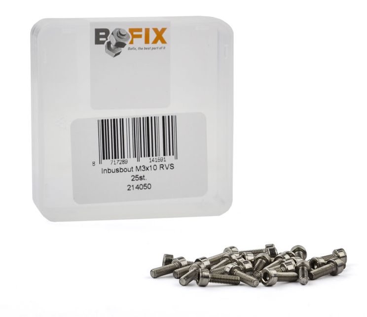 BOFIX Box A 25 Allen Bolts M3x10 Acero inoxidable