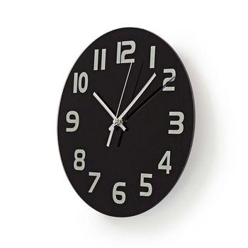 Nedis-Wanduhr | 300mm | Glas | schwarz | 1 Stück - clwa006gl30bk clwa006gl30bk