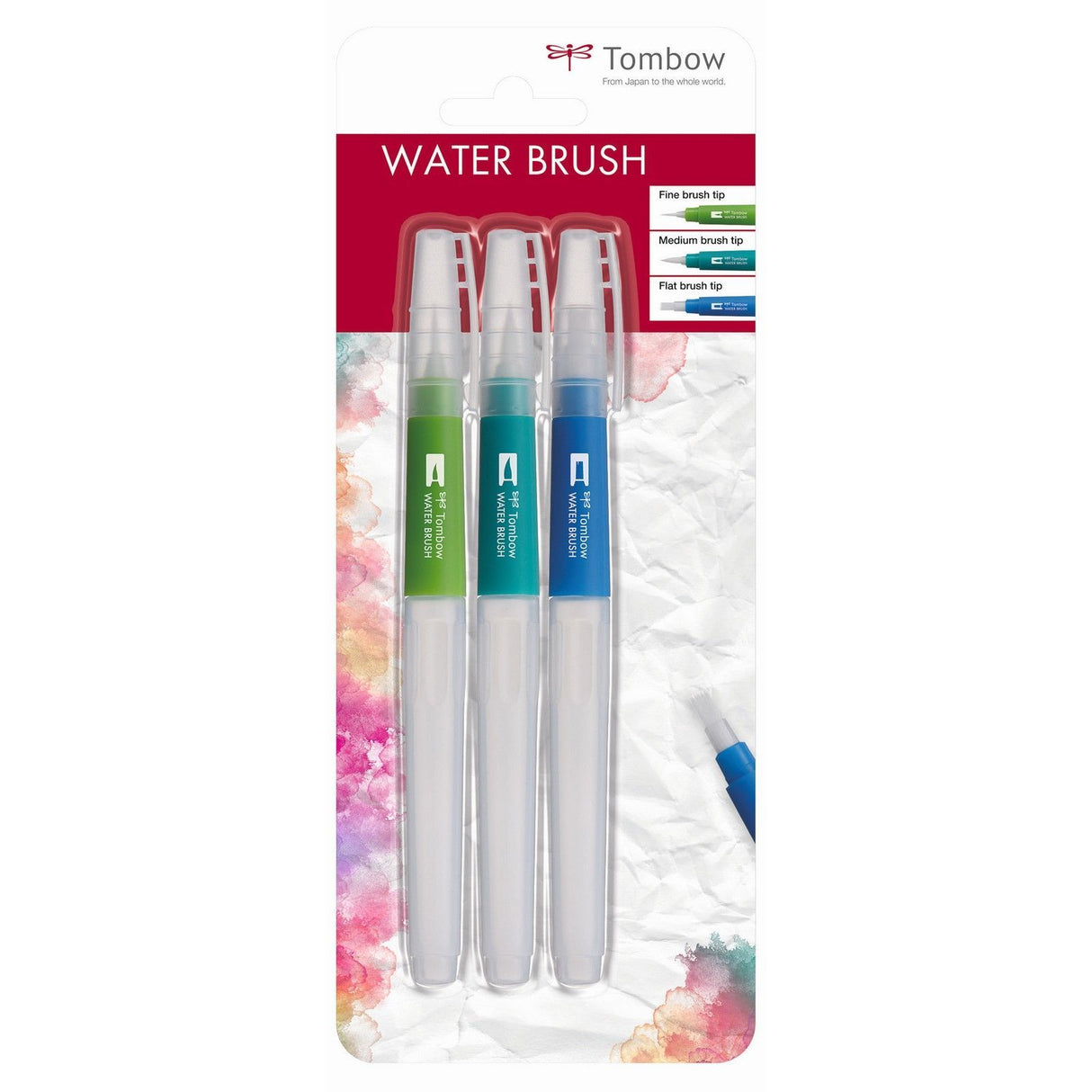 Tombow • Wasserpinsel-Set mit feinen, mittleren und flachen Pinselspitzen 3tlg