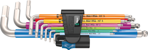 Wera 3950 9 Sechskant-Plus-Mehrfarben-HF-Edelstahl 1 Winkelschlüsselsatz | metrisch | Edelstahl | mit Haltefunktion | 9-teilig - 05022699001