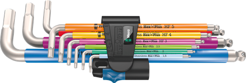 Wera 3950 9 Sechskant-Plus-Mehrfarben-HF-Edelstahl 1 Winkelschlüsselsatz | metrisch | Edelstahl | mit Haltefunktion | 9-teilig - 05022699001