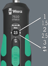 Wera 7510 Kraftform Safe-Torque Speed Drehmomentschraubendreher (schwarz grün, 1-3 Nm)