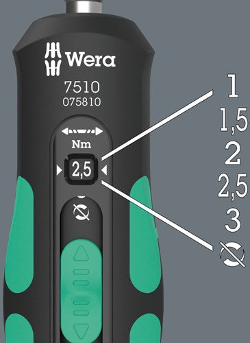 Wera 7510 Kraftform Safe-Torque Speed Drehmomentschraubendreher (schwarz grün, 1-3 Nm)