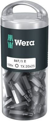 Wera 867 1 Z Torx® DIY 100, Tx 20 x 25 mm (100 Bits pro Box) – 1 Stück – 05072448001