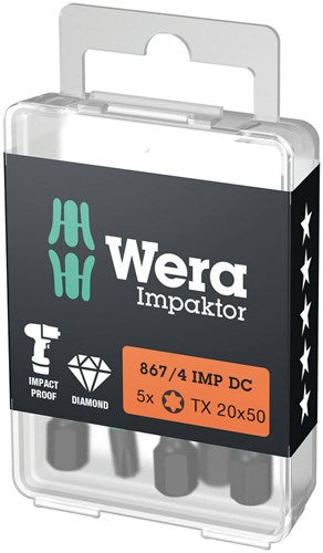 Wera 867 4 Imp DC Diamant-Schlagschrauber Torx®-Bits TX 20 x 50 05057664001