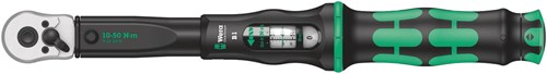 Wera Click-Torque B 1 Drehmomentschlüssel mit Umschaltknarre, 10-50 Nm (schwarz grün)